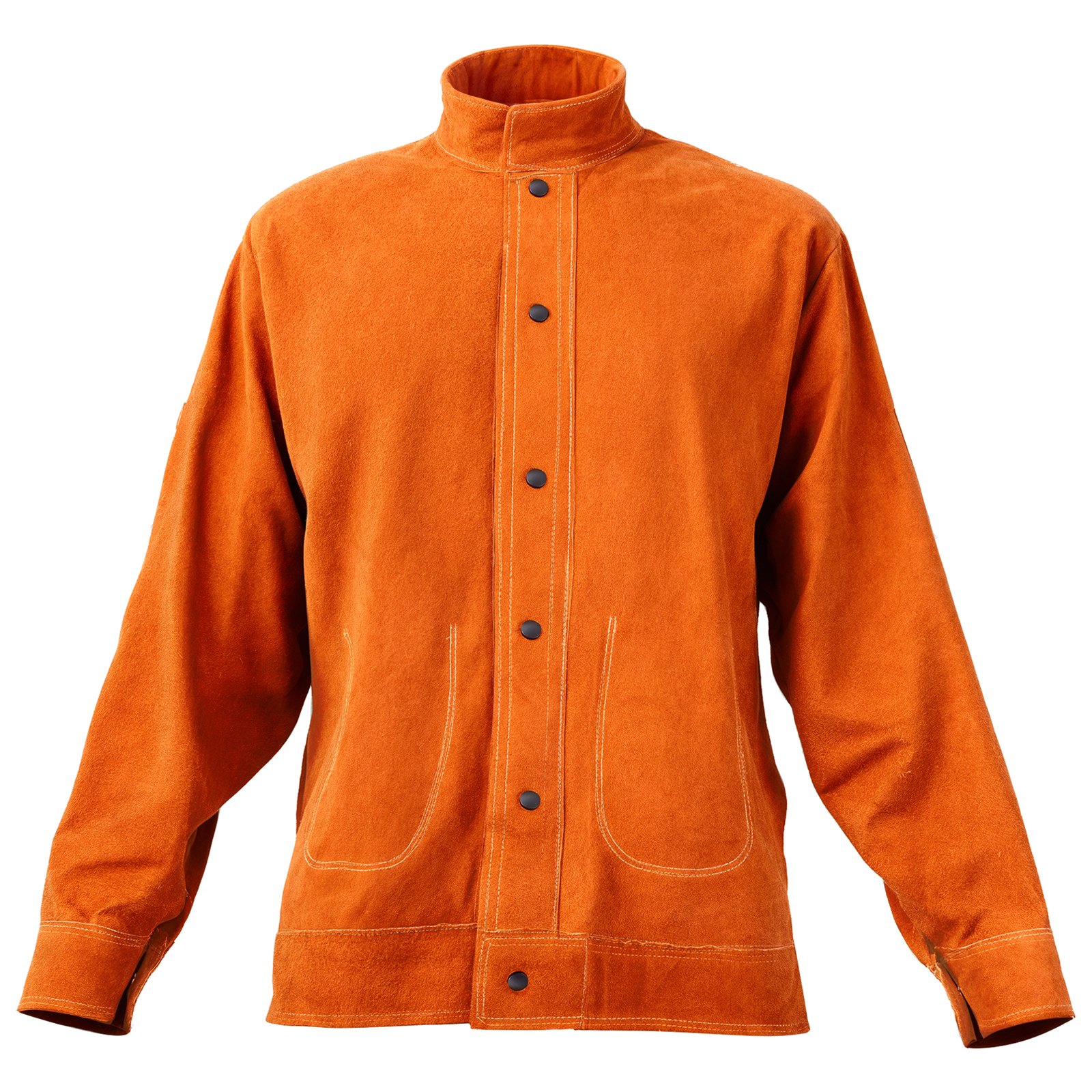 Leather Welding Jacket, Heavy Duty Cowhide Flame Resistant Welding Coat, Waterproof Heat-Resistant Safety Jacket With 4 Pockets & Adjustable Cuffs For Welders Steelworks - XXL Size