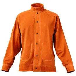 Leather Welding Jacket, Heavy Duty Cowhide Flame Resistant Welding Coat, Waterproof Heat-Resistant Safety Jacket With 4 Pockets & Adjustable Cuffs For Welders Steelworks - XXL Size