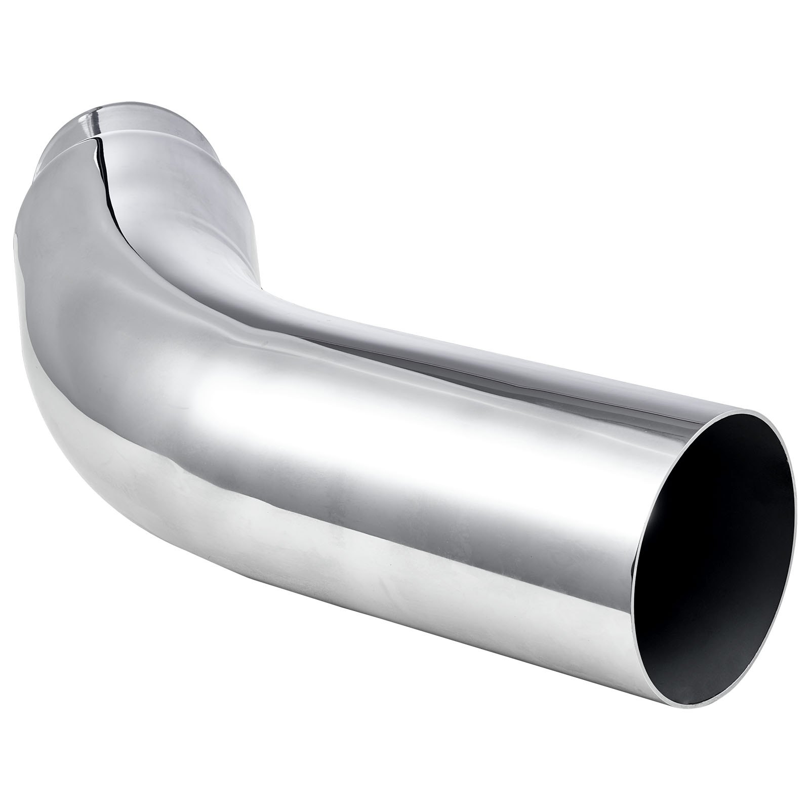 Elbow Exhaust Tip, 4 Inch Inlet, 5 Inch Outlet, 23 In Overall Length, Chrome Turn Down Exhaust Tip With Clamp For Truck, Sedan, Sports Car, SUV, Chrome Structure For High Temperature Resistance