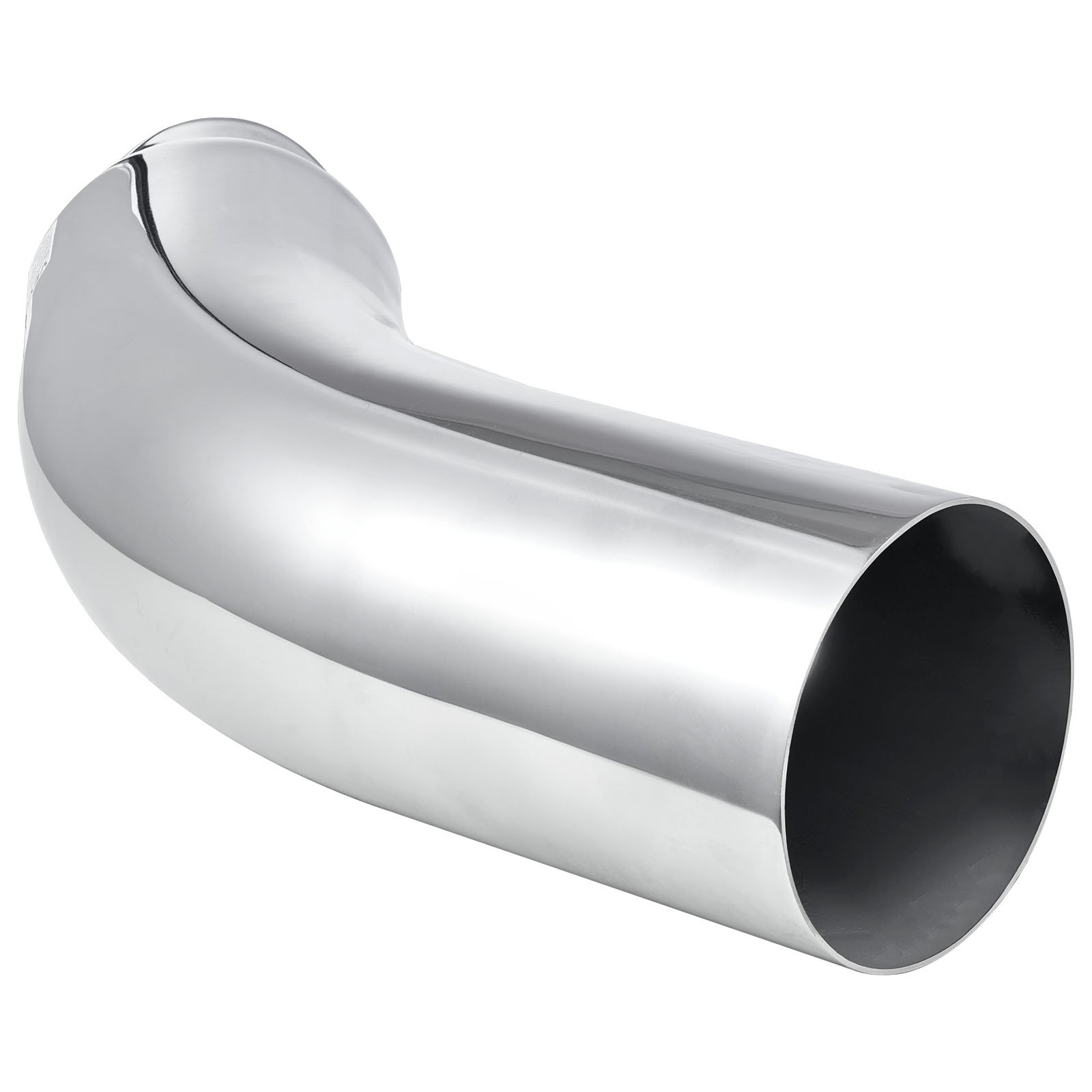 Elbow Exhaust Tip, 4 Inch Inlet, 6 Inch Outlet, 23 In Overall Length, Chrome Turn Down Exhaust Tip With Clamp For Truck, Sedan, Sports Car, SUV, Chrome Structure For High Temperature Resistance
