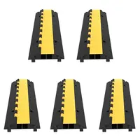5-Set Rubber Cable Guard, Dual-Channel, Durable 66,000 Lbs Capacity, Wire & Hose Protection Speed Bump For Driveways (2-Channel, 5 Sets-66,000 Lbs)