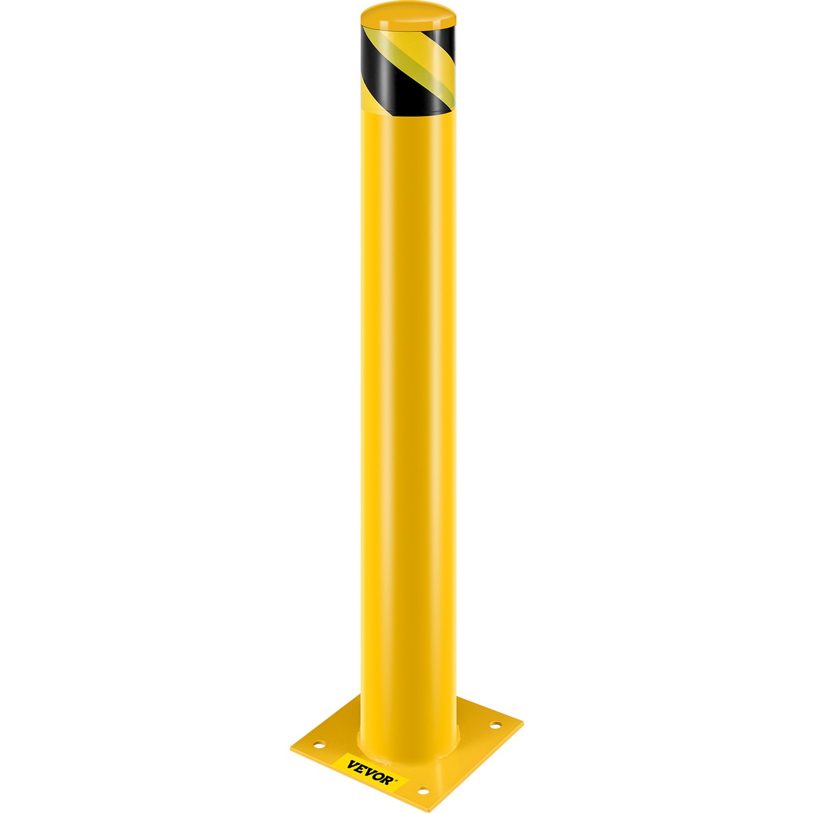 Safety Bollard Safety Barrier Bollard 4-1/2" OD 36" Height Yellow Powder Coat Pipe Steel Safety Barrier With 4 Free Anchor Bolts For Traffic-Sensitive Area