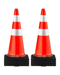 Product image of 8 x 30" PVC Orange Traffic Cones with Reflective Collars and Weighted Base