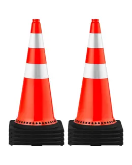 8 x 30" PVC Orange Traffic Cones with Reflective Collars and Weighted Base