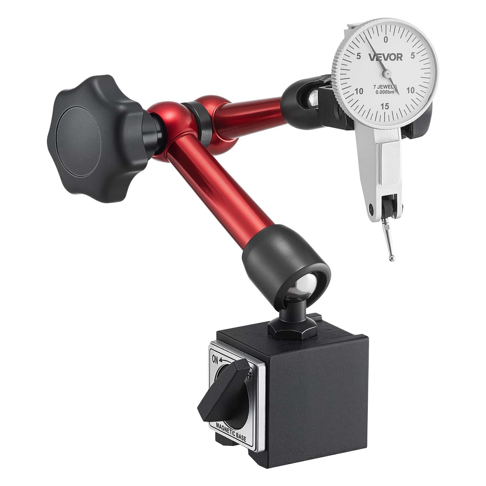 Dial Test Indicator With Universal Magnetic Base And Storage Case, 0.0005 Inch Accuracy, 0-0.03 Inch Range, Micro Ball Handle For Narrow Area Measurement, Industrial Machining & Inspection