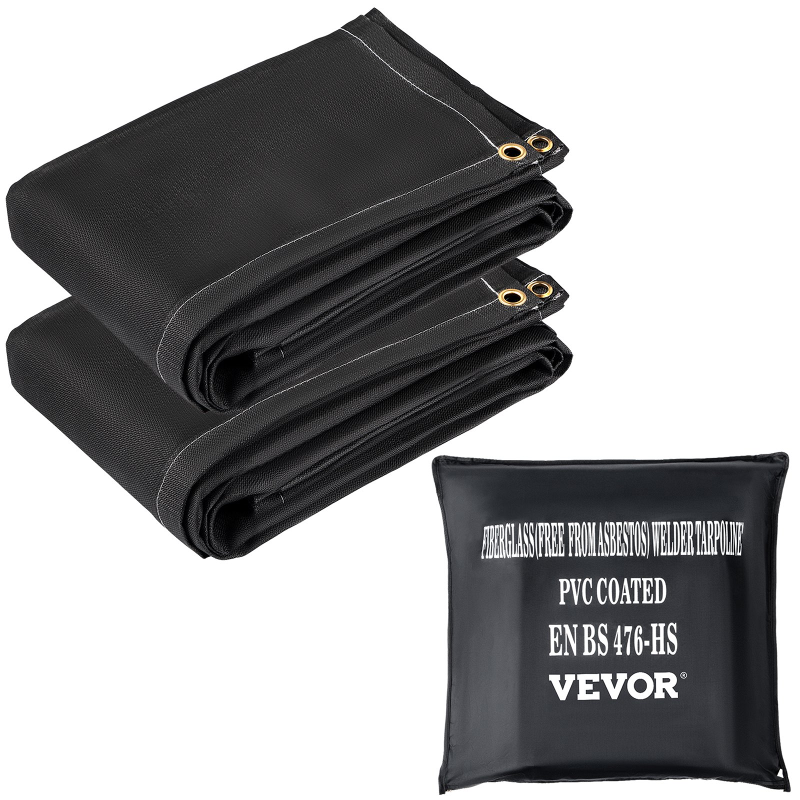 Fire Blankets, 2 Pack Welding Blankets, 6\' X 10\' Fire Suppression Blanket, 1022 °F Flame Retardant Blanket, Black Fire Emergency Blankets, Fiberglass Fire Retardant Blanket With 8 Brass Gromme