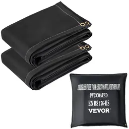Fire Blankets, 2 Pack Welding Blankets, 6\' X 10\' Fire Suppression Blanket, 1022 °F Flame Retardant Blanket, Black Fire Emergency Blankets, Fiberglass Fire Retardant Blanket With 8 Brass Gromme
