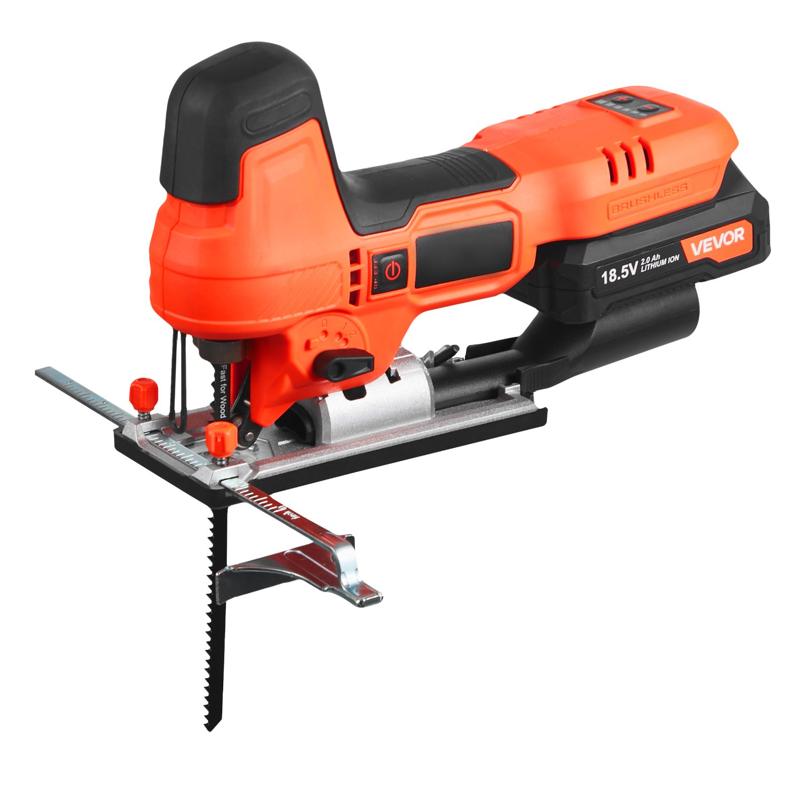 Cordless Jig Saw, 20 V Brushless Motor, 3500 SPM Blade Speed, Cordless Jigsaw With 6 Pcs Blades, LED Light, 6 Variable Speed, 0- 45° Bevel Cuts, 4 Orbital Settings For Straight/Circle Cutting