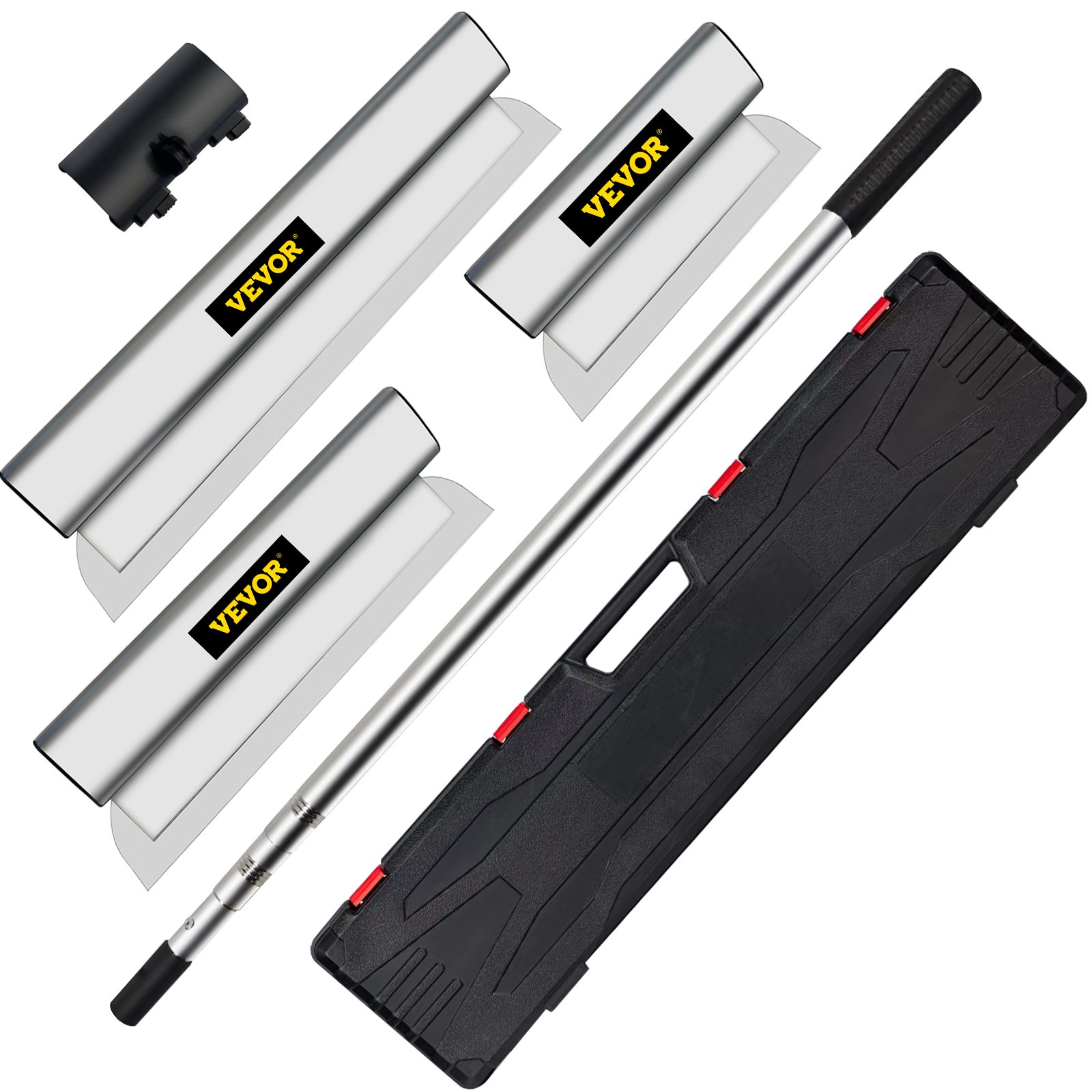 Skimming Blade Set,25+40+60 Cm Blades + 35"-78" Extension Handle，European Stainless Steel Construction Knife, Aluminum Blade Profile Smoothing Knockdown Spatula For Gyprock/Drywall/Wall-Boa