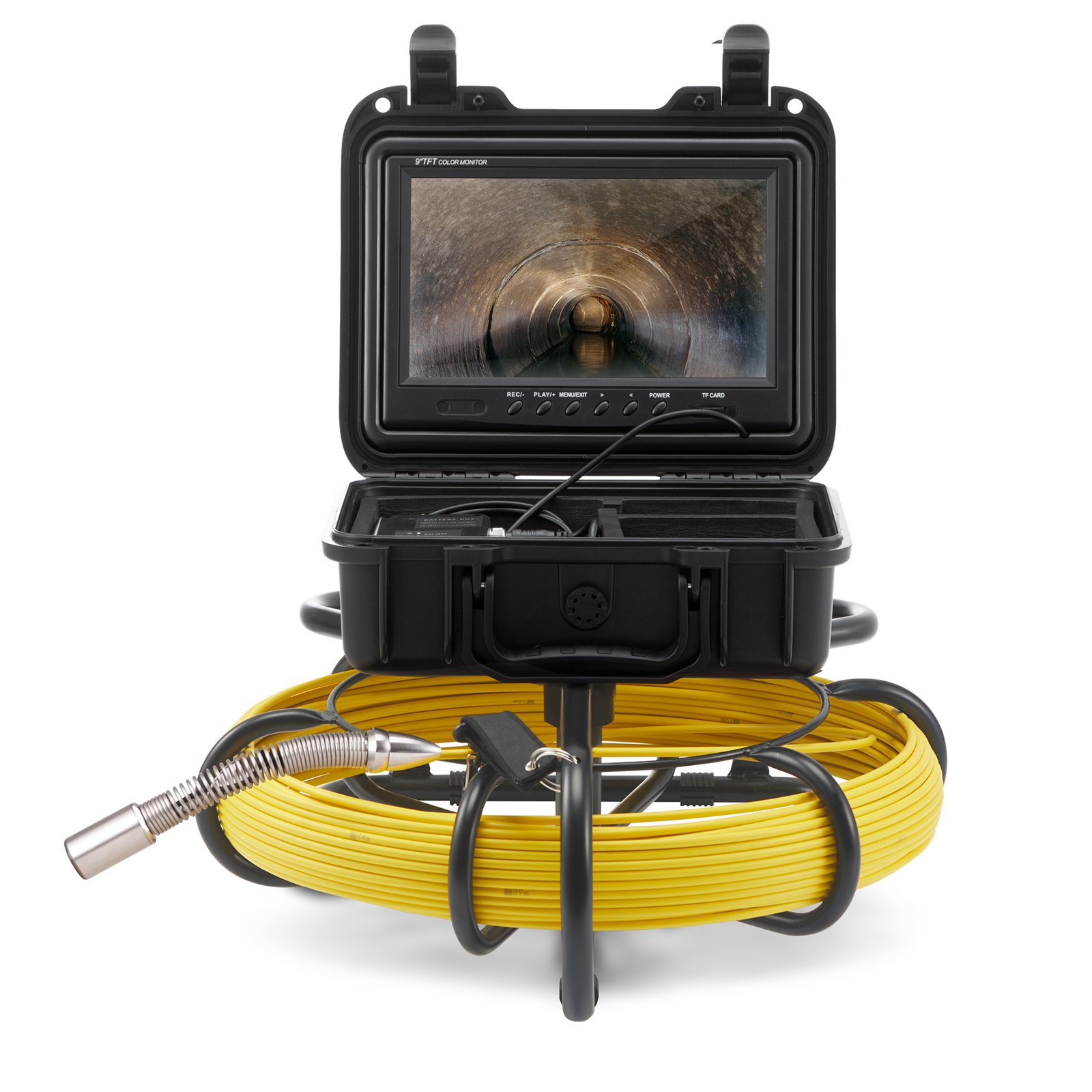 Sewer Camera, 165 Ft/50 M, 9" Screen Pipeline Inspection Camera With DVR Function, Waterproof IP68 Camera With 12 Adjustable LEDs, With A 16 GB SD Card For Sewer Line, Home, Duct Drain Pipe Plum
