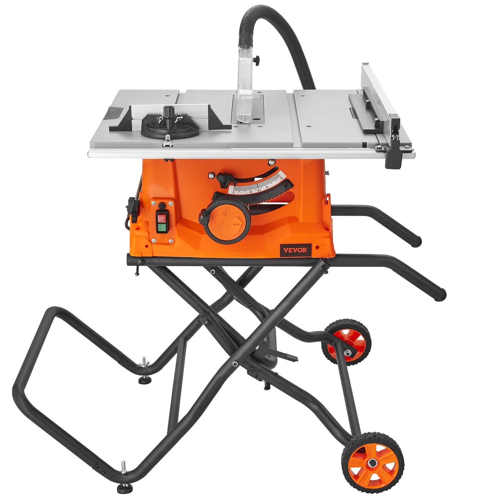 Table Saw With Stand, 10-inch 15-Amp, Max Rip 25-in, Speed To 5000RPM, 40T Blade, Compact Portable Jobsite Saw With Sliding Miter For Wood & Furniture Crafting