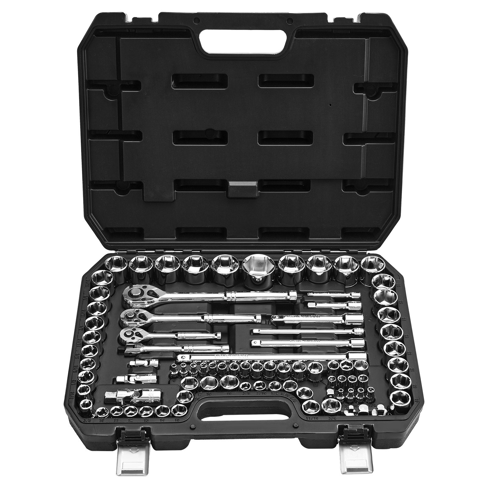Socket Set, 86 Pieces, 3/8 & 1/4 & 1/2 Inch Drive Socket And Ratchet Set, SAE And Metric, Mechanic Tool Kit With Ratchet Wrench, Accessories And Storage Case, CR-V Alloy Steel, For Auto Repair