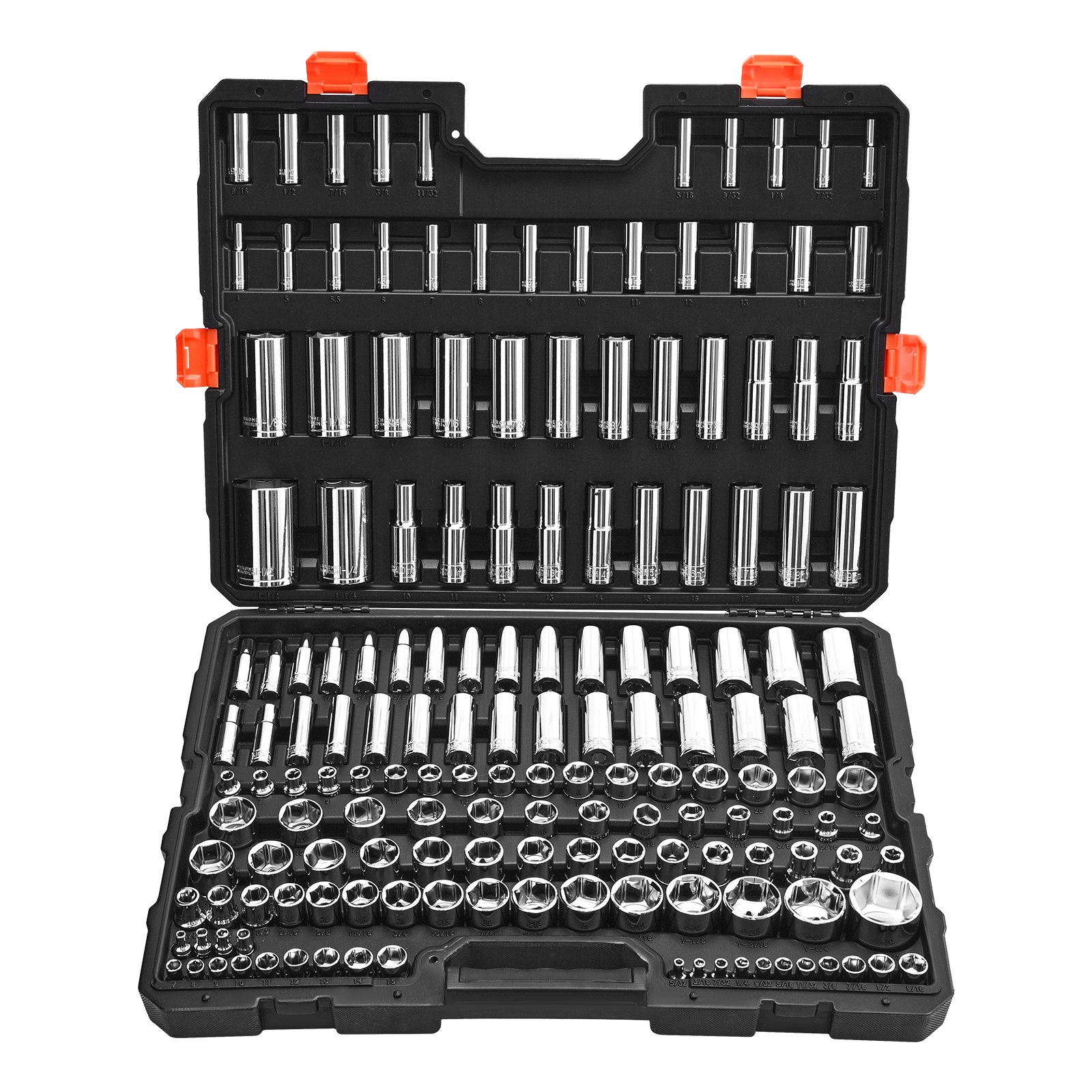 Socket Set, 163 Pieces, 3/8 & 1/4 & 1/2 Inch Drive Socket Tool Set, SAE And Metric, Deep And Standard, Mechanic Tool Kit With Storage Case, Chrome Plated CR-V Alloy Steel, For Automotive Repair