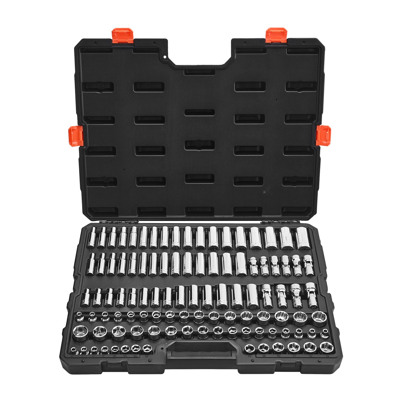 Socket Set, 104 Pieces, 3/8 Inch Drive Socket Tool Set, Metric Size From 6 To 24 Mm, Deep And Standard, Mechanic Tool Kit With Storage Case, Chrome Plated CR-V Alloy Steel, For Automotive Repair