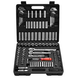Socket Set, 149 Pieces, 3/8 & 1/4 & 1/2 Inch Drive Socket And Ratchet Set, SAE And Metric, Deep And Shallow, Mechanic Tool Kit With Bits, Accessories, Storage Case, CR-V Alloy Steel, For Repair