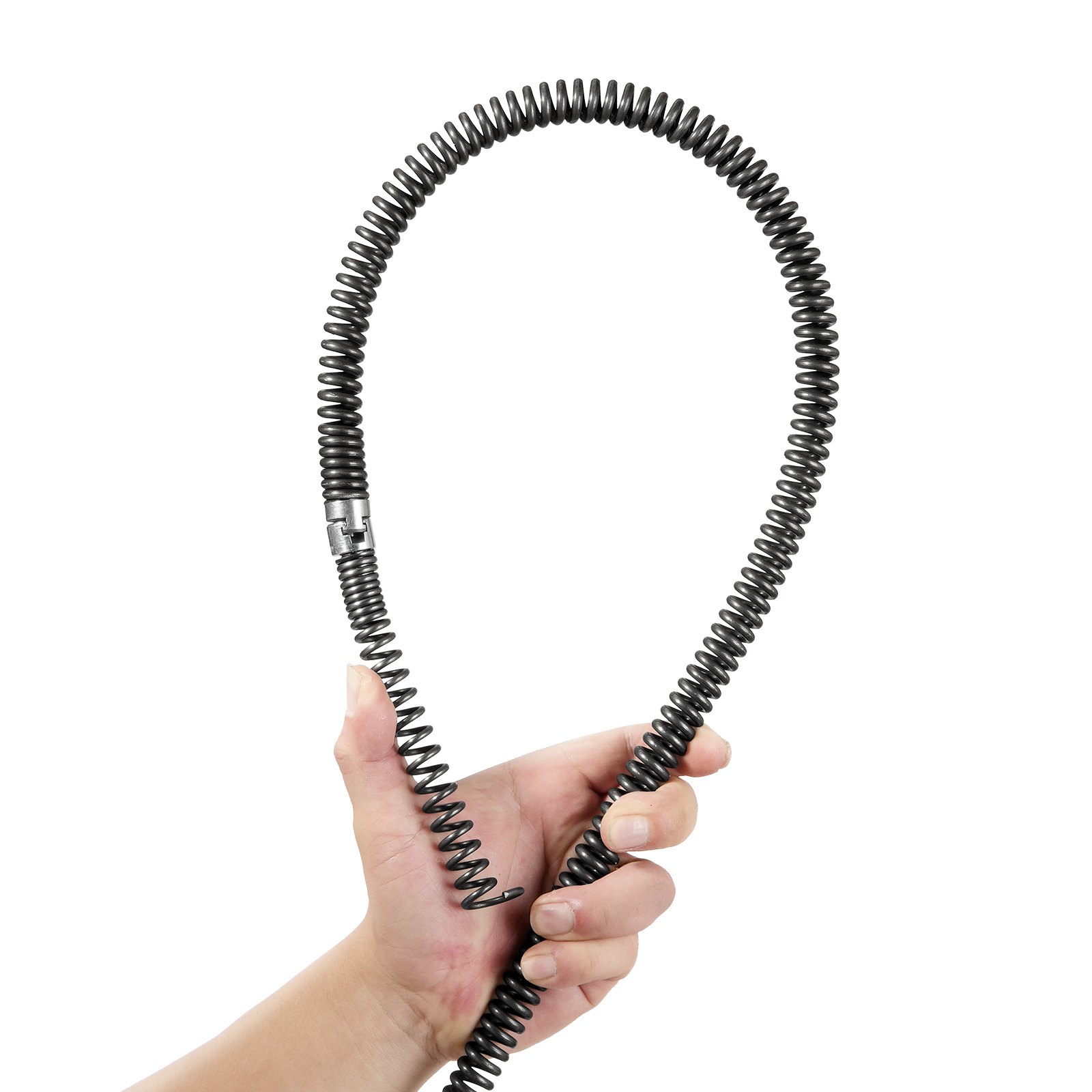 Drain Cleaning Cable 66 FT X 5/8 Inch, Professional Sectional Drain Cleaner Cable With 7 Cutters For 0.8" To 3.9" Pipes, Hollow Core Sewer Drain Auger Cable For Sink, Floor Drain, Toilet