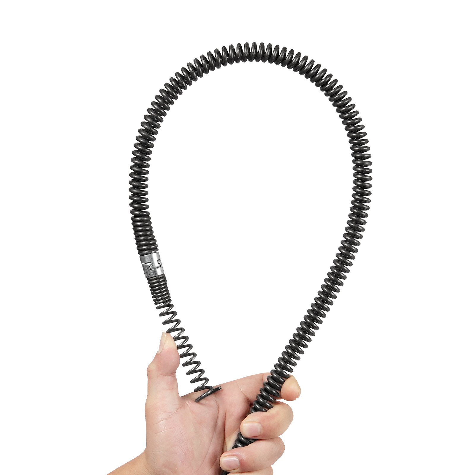 Drain Cleaning Cable 100 FT X 5/8 Inch, Professional Sectional Drain Cleaner Cable With 7 Cutters For 0.8" To 3.9" Pipes, Hollow Core Sewer Drain Auger Cable For Sink, Floor Drain, Toilet