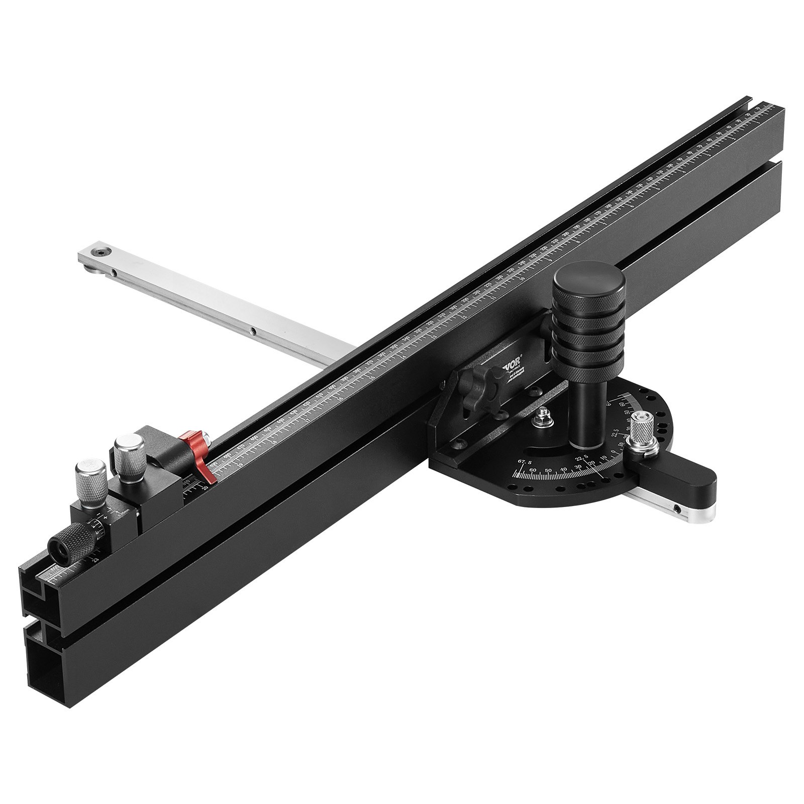 Precision Miter Gauge, Standard Slot 3/4'' X 3/8'', Aluminum Alloy Table Saw Miter Gauge With 24 In Grating 15 Angle Stops Adjustable Spring Loaded Plunger And Removable Disc, For Woodworking