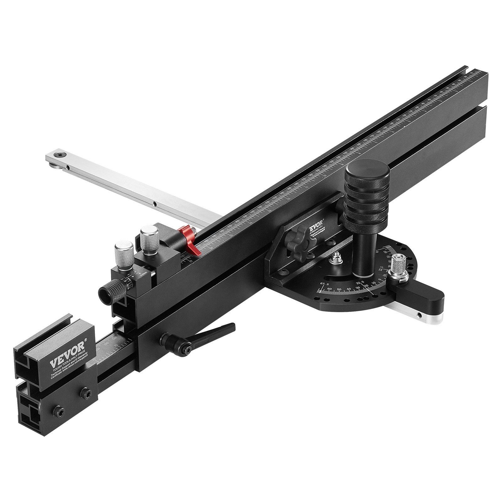 Precision Miter Gauge, Standard Slot 3/4'' X 3/8'', Aluminum Alloy Table Saw Miter Gauge With 19-35 In Grating 15 Angle Stops Adjustable Spring Loaded Plunger And Removable Disc, For Woodworking