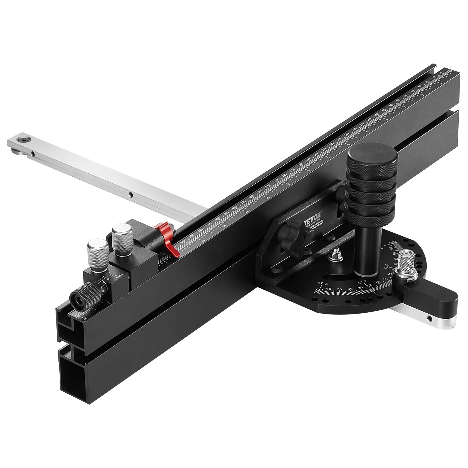 Precision Miter Gauge, Standard Slot 3/4'' X 3/8'', Aluminum Alloy Table Saw Miter Gauge With 18 In Grating 15 Angle Stops Adjustable Spring Loaded Plunger And Removable Disc, For Woodworking