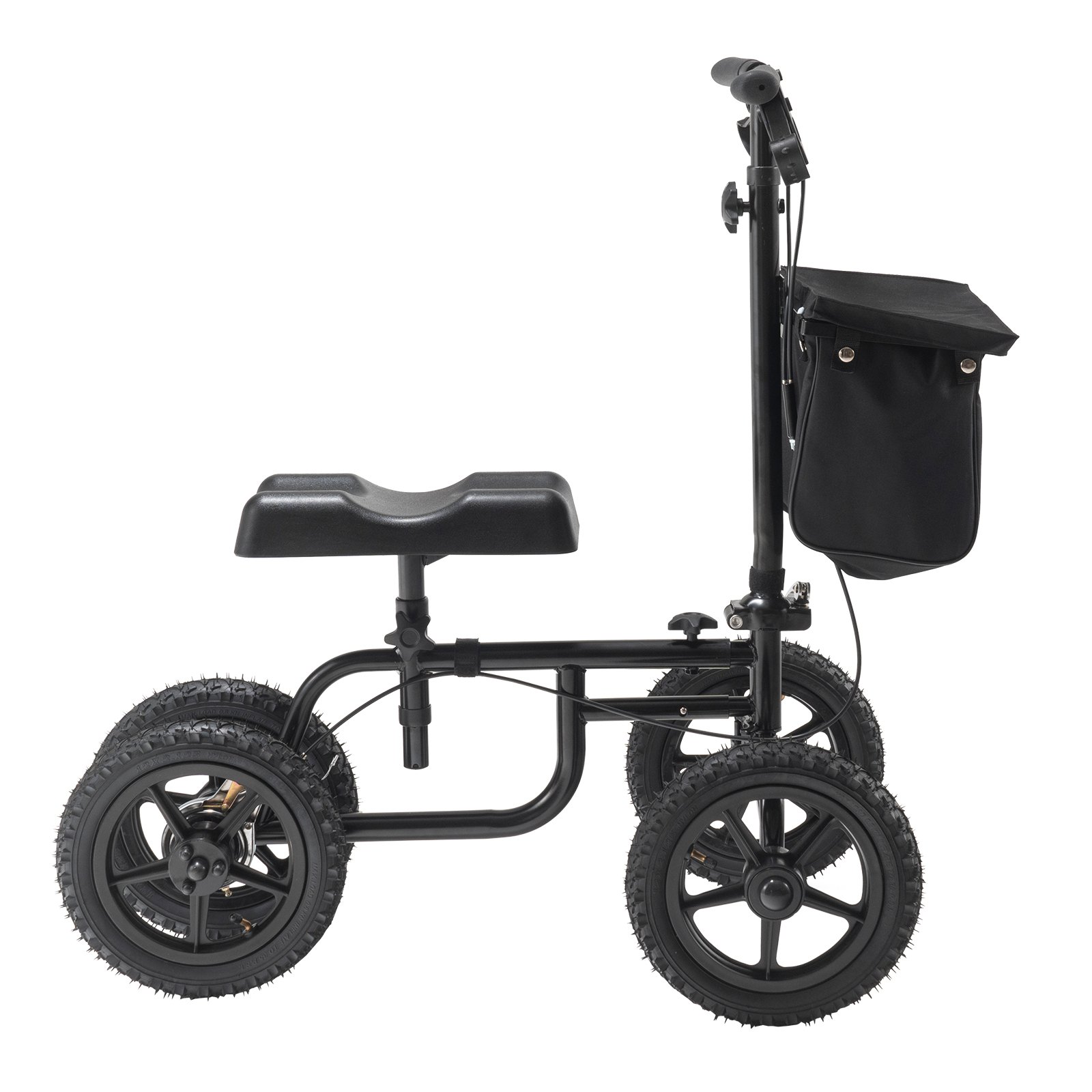 Folding Knee Scooter, Carbon Steel Steerable Knee Walker With Height-Adjustable Handlebar & Knee Pad, 12" All-Terrain Wheel, Dual Brakes, Leg Recovery Scooter For Injured Ankle Foot Knee, 350LBS