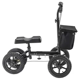 Folding Aluminum Steerable Knee Scooter, Height-Adjustable, 12" All-Terrain, 350lb