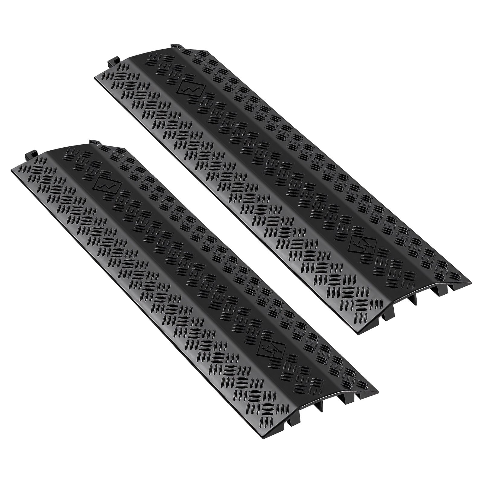 Drop Over Cable Cover, 17,500 Lbs/Axle Load Capacity, Heavy Duty Cable Hose Protector Ramp, Floor Cord Cover, For High Walking Traffic Areas, Indoor, Outdoor, Home, Office, Warehouse, 2 Pack