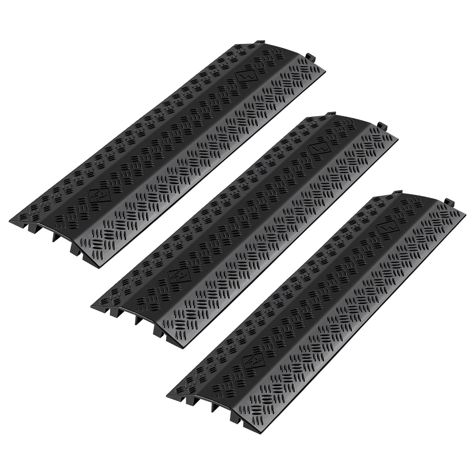 Drop Over Cable Cover, 17,500 Lbs/Axle Load Capacity, Heavy Duty Cable Hose Protector Ramp, Floor Cord Cover, For High Walking Traffic Areas, Indoor, Outdoor, Home, Office, Warehouse, 3 Pack