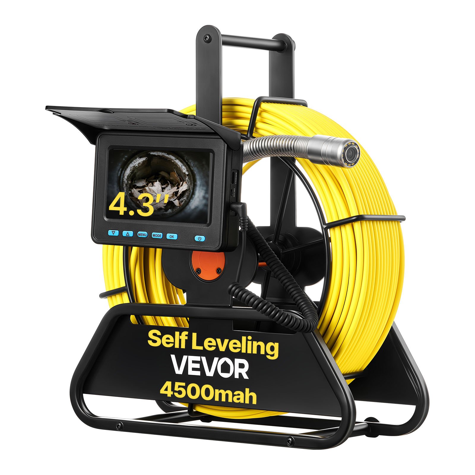 Sewer Camera, 98 Ft/30m, Self-Leveling Drain Inspection Camera With 4.3" 1080P HD Screen, IP68 Waterproof Snake Plumbing Camera With Lights - 12 LEDs & 16GB Card For Sewer Line Duct Pipe