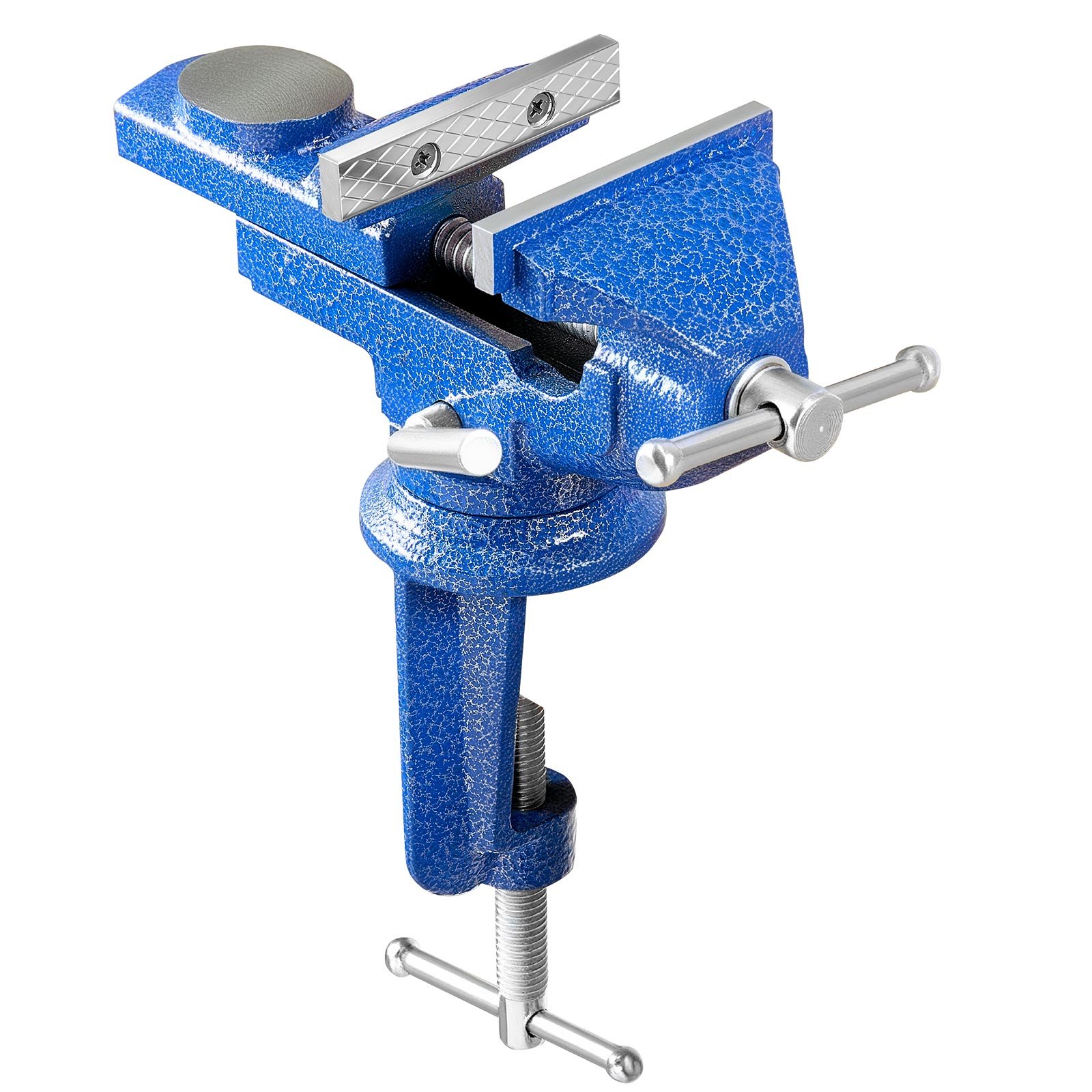 Bench Vise, 3 Inch, Portable Workbench Vice With 360° Swivel Base, Quick Release Rotating Bench Clamp, Raised Base, Cast Iron Construction, For Woodworking, Metalworking, Drilling, And Cutting