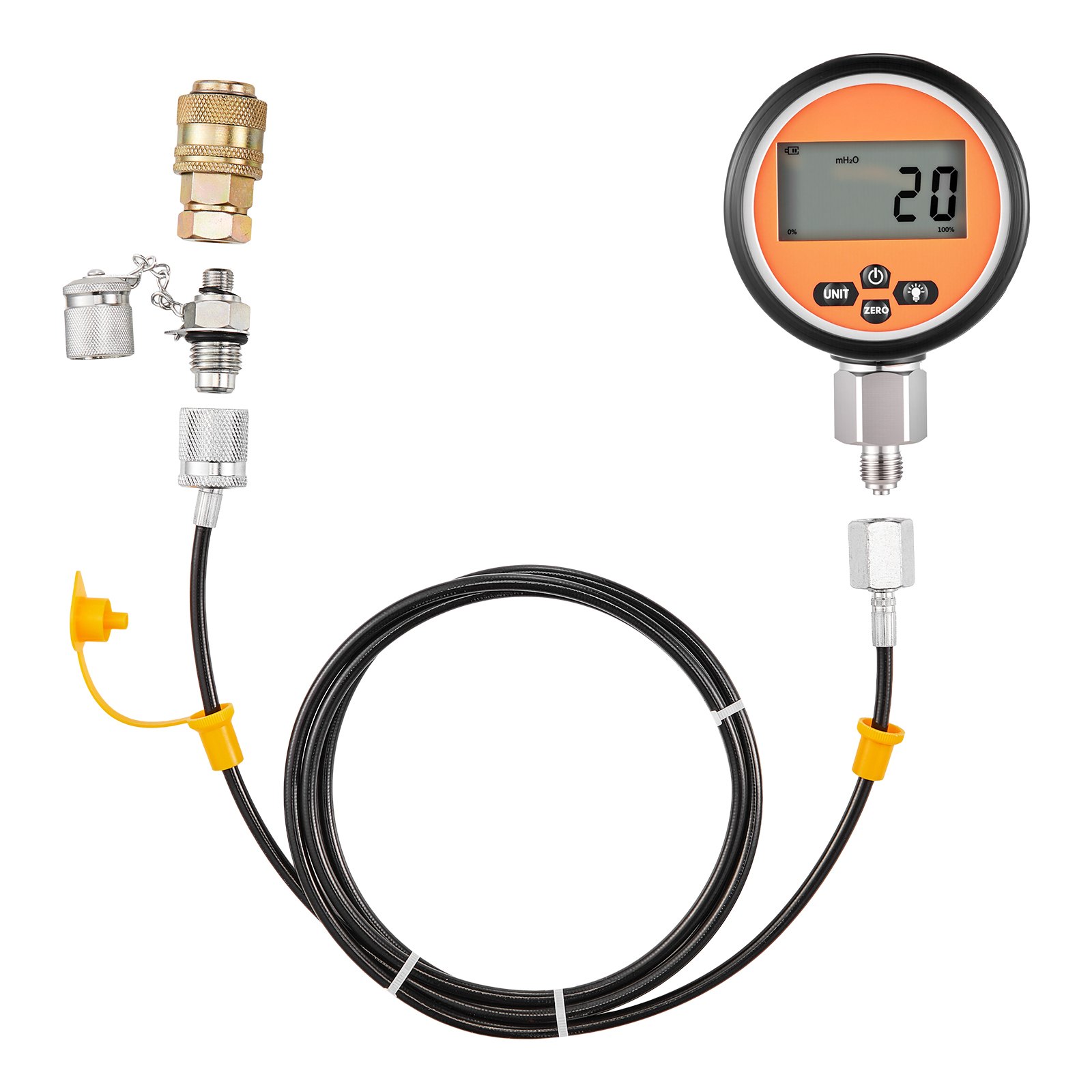 Digital Hydraulic Pressure Test Coupling Kit, 10000 PSI Pressure Gauge Manometer Tester With 1 Gauge, 1 Test Coupling, 1 Quick-Release Coupler, And 1 Hose For Excavator Construction Machinery