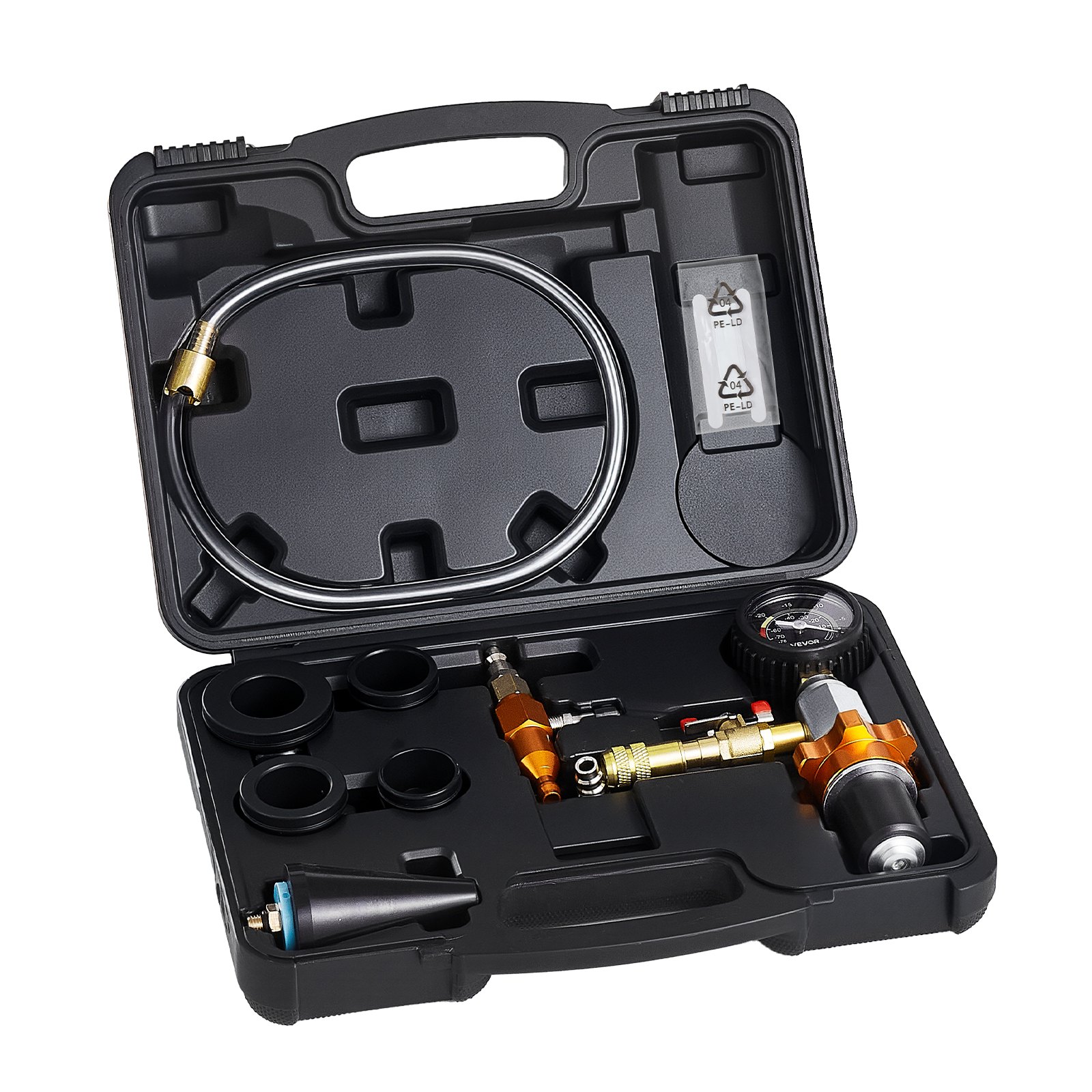 Radiator Vacuum Refill Kit, Automotives Cooling System Vacuum & Purge Fill Tool With Gauge, Portable Radiator Coolant Filling Kit With Toolbox, Universal Fit For Most Cars Vans SUVs And Trucks