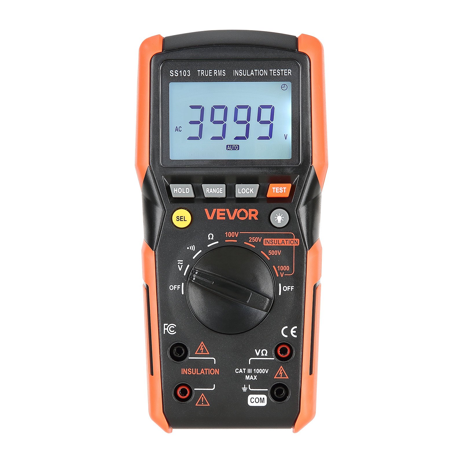 Digital Multimeter, 4000-Count TRMS Voltmeter Ohmmeter, 1000V AC/DC Voltage Tester With Switchable Auto/Manual Range For Voltage, Resistance, And Continuity Measurment