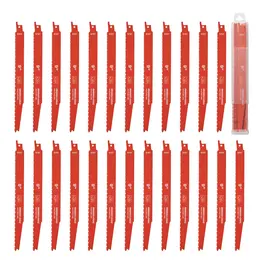 Reciprocating Saw Blades, 25 Pack, 6/12 TPI Bi-Metal Reciprocating Saw Blade Set With Universal Shank, Sharp Teeth For Fast And Smooth Cuts, For Wood And Nail-Embedded Wood Demolition, Orange