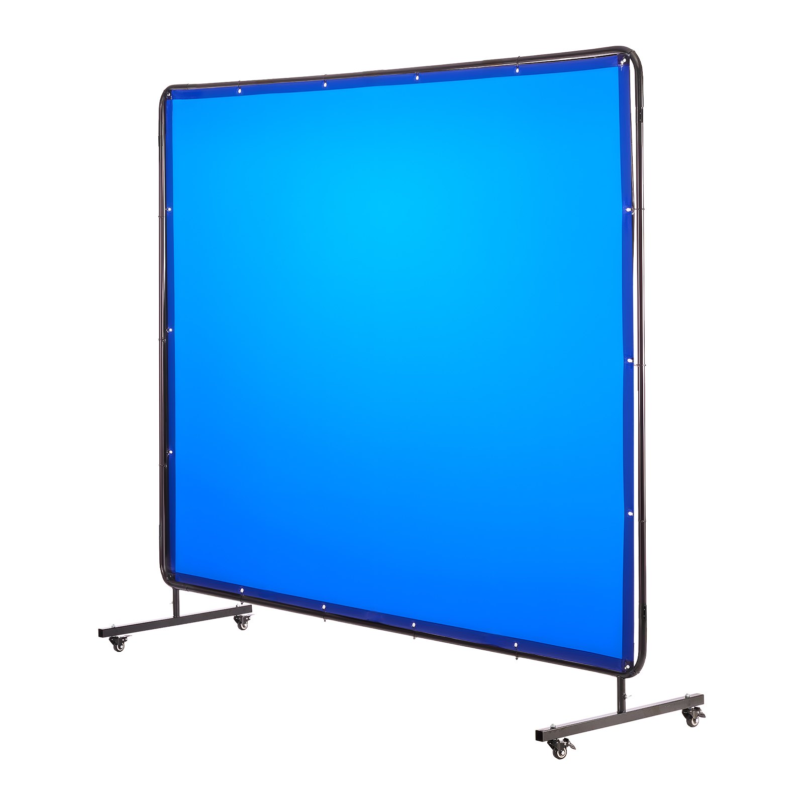 Welding Screen With Frame, 6 X 8 FT Welding Curtain Screen, Flame-Resistant Vinyl Safety Protection Screens With Lockable Swivel Wheels & 6-Level UV Protection For Workshop/Industrial Use, Blue