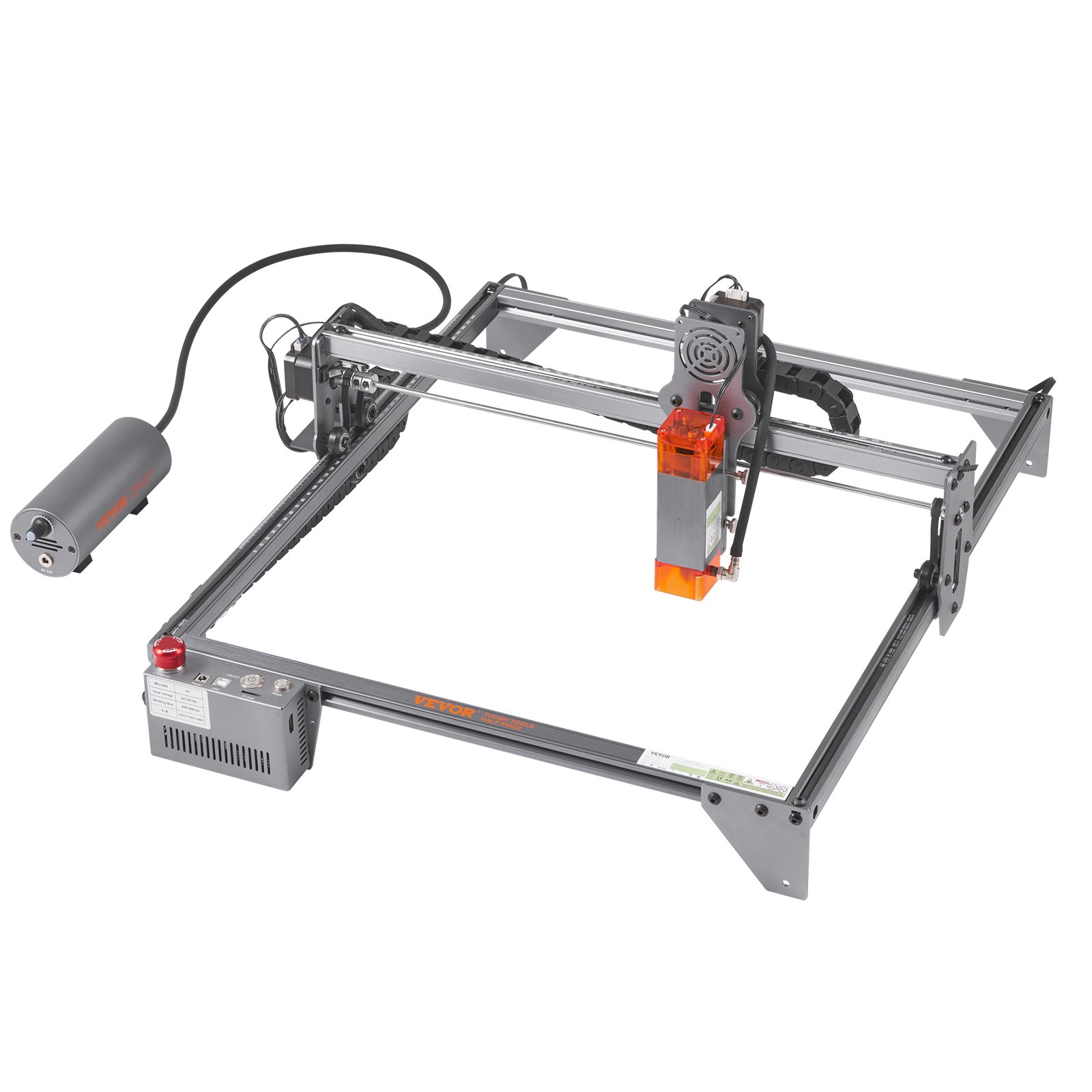 Laser Engraver, 10W, 15.7"x15.7" Area, 10000mm/min, Compressed Spot, Rotary Roller, Wood/Metal