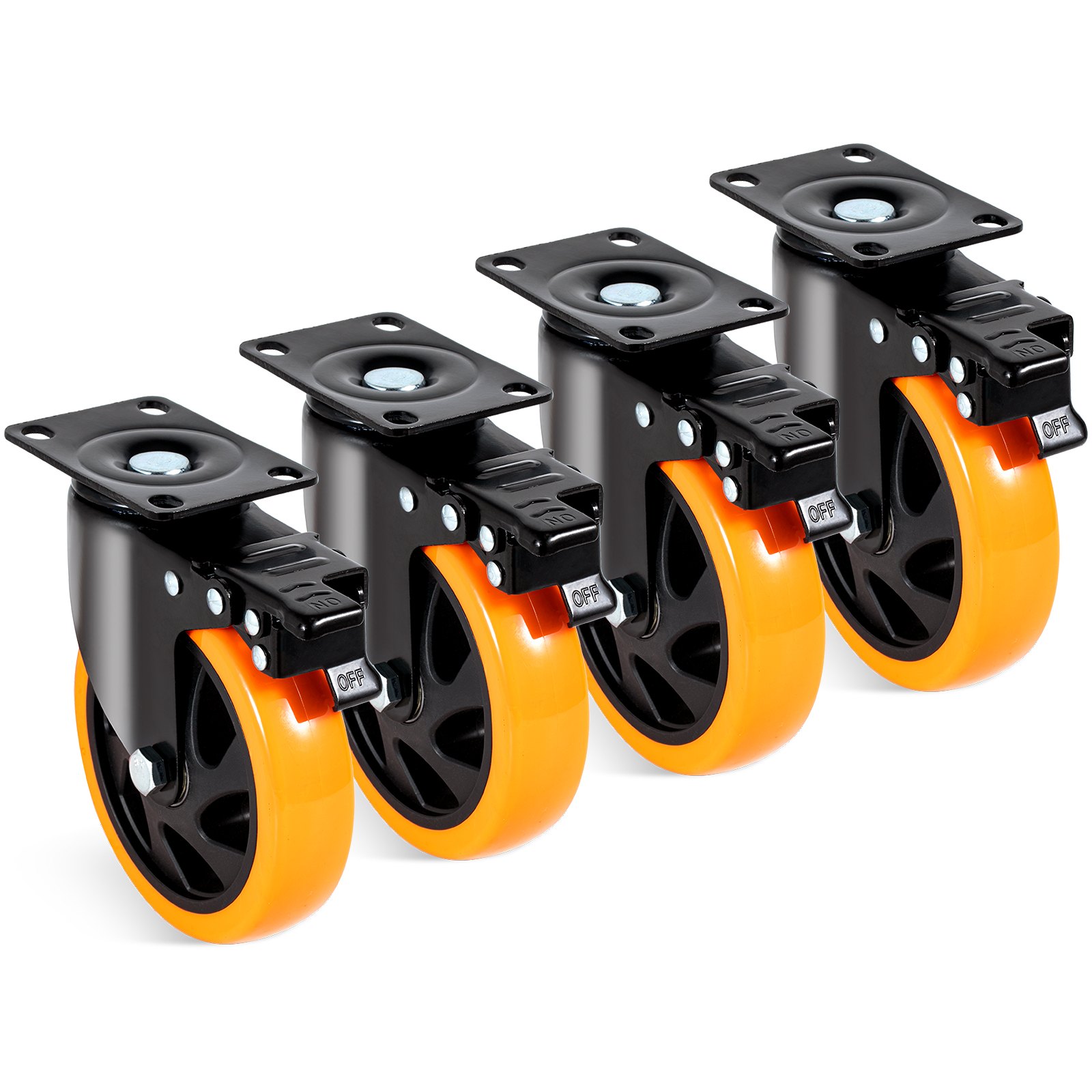 Main product image of 5-inch Swivel Plate Caster Wheels, Set of 4, A/B Locking PVC, 450 lb Capacity