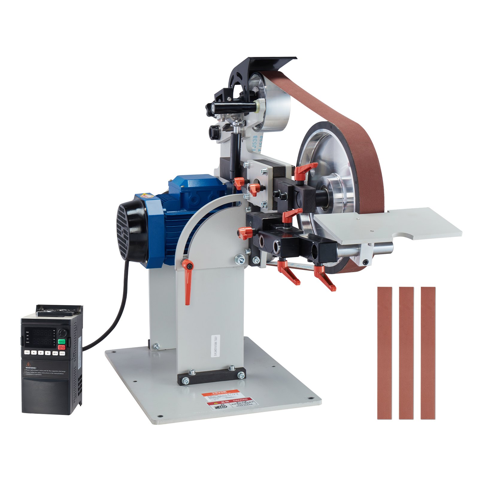 Belt Grinder Sander, 72 X 2-Inch Variable Speed Belt Polisher With VFD, 1500W Knife Sharpener With 3 Grinding Moulds & 3PCS Sanding Belts For Metalworking, Compatible With 72"- 82*2" Belts