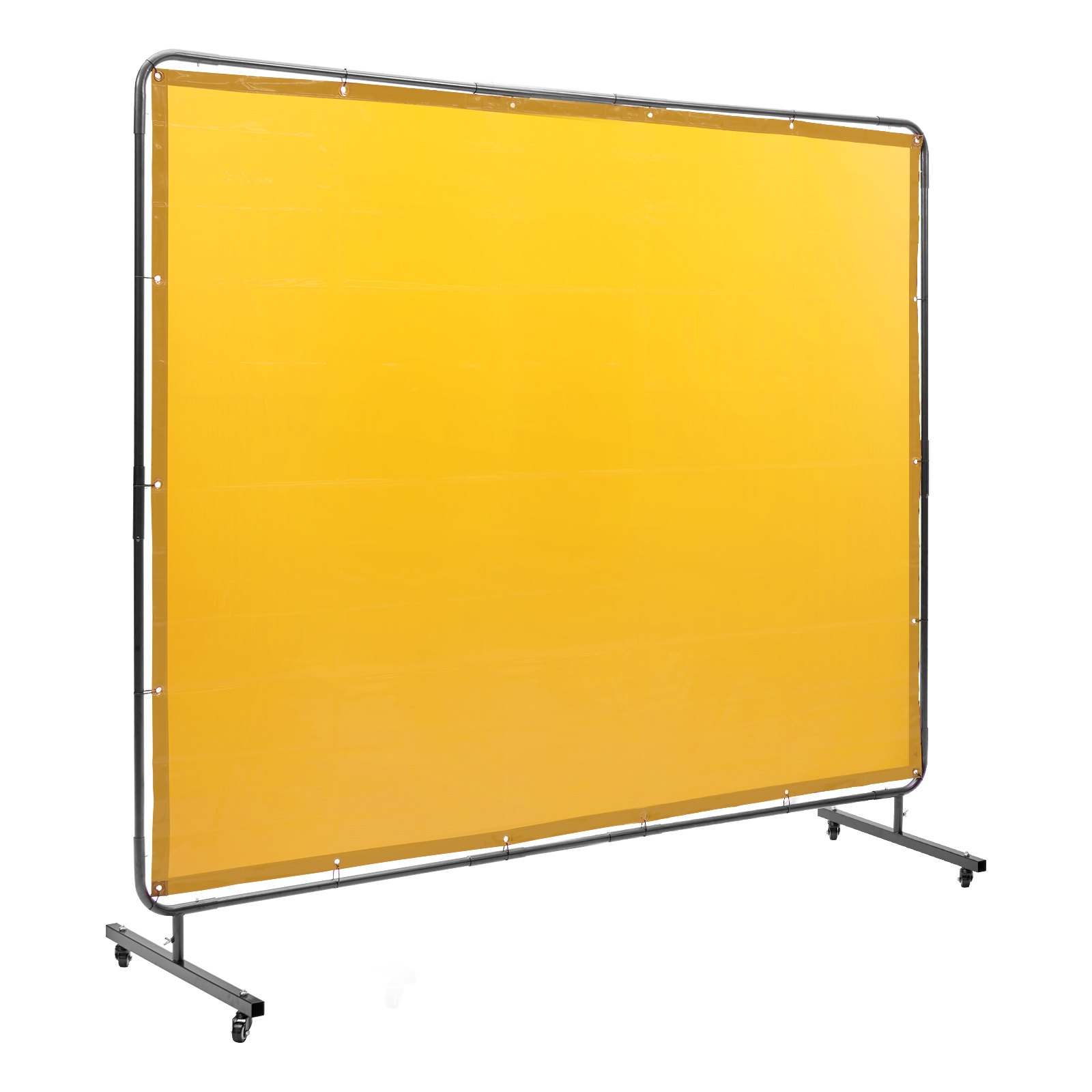Welding Screen With Frame, 6' X 8' Welding Curtain Screen, Flame-Resistant Vinyl Welding Protection Screen On 4 Swivel Wheel (2 Lockable), Moveable & Professional For Workshop/Industrial, Yellow