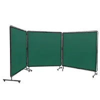 Welding Screen With Frame, 6' X 6' 3 Panel Welding Curtain Screens, Flame-Resistant Vinyl Welding Protection Screen On 12 Swivel Wheels (6 Lockable), Moveable & Professional For Workshop, Green