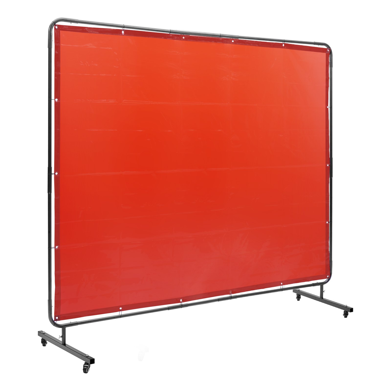 Welding Screen With Frame, 6' X 8' Welding Curtain Screen, Flame-Resistant Vinyl Welding Protection Screen On 4 Swivel Wheels (2 Lockable), Moveable & Professional For Workshop/Industrial, Red