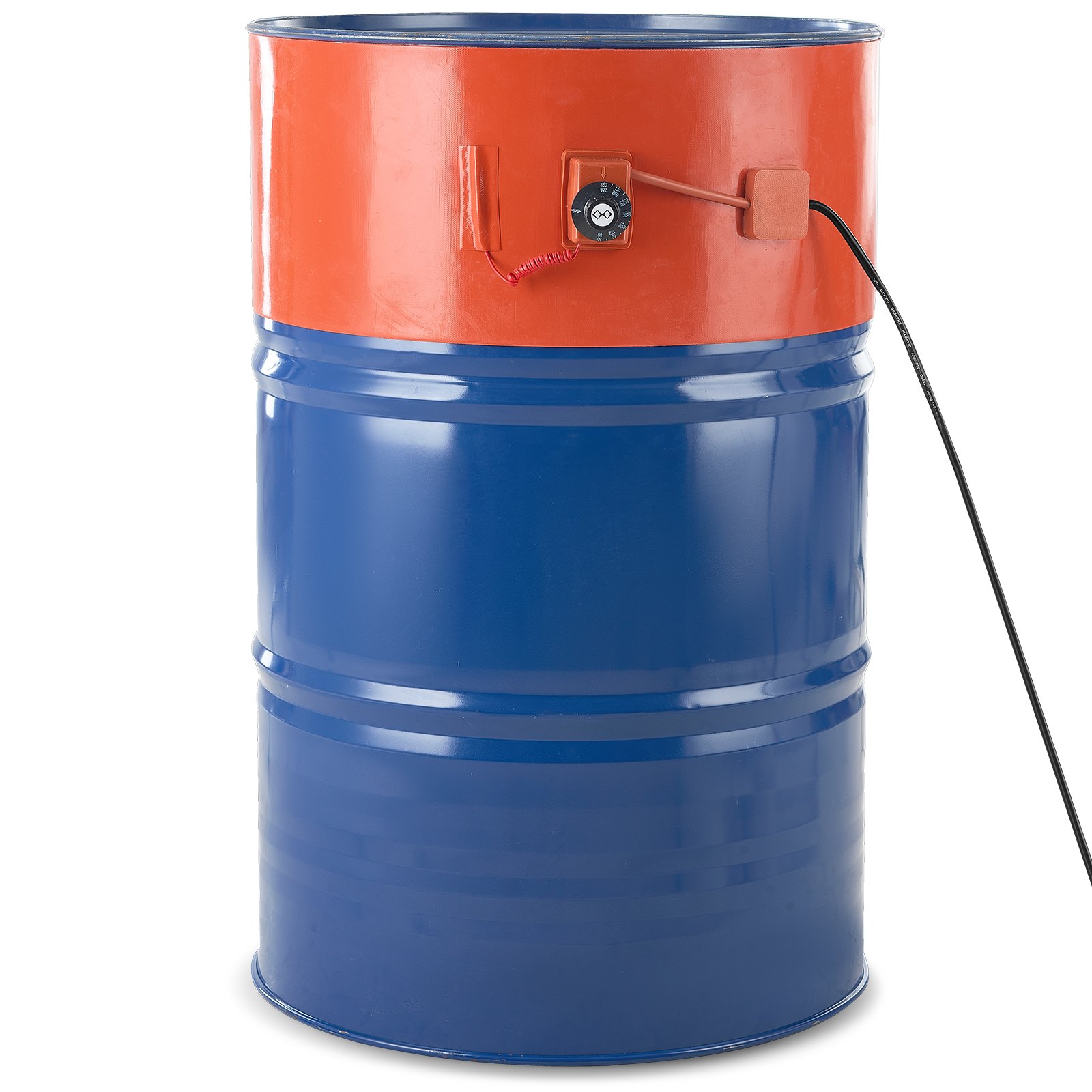 Metal Drum Heater, 1200 Watt 10 Inch Width, Pail Heating Band For 55 Gallon Barrel, 86-302℉ Adjustable Thermostat, High Efficiency Silicone Grease Keg Heater, FCC Listed Orange