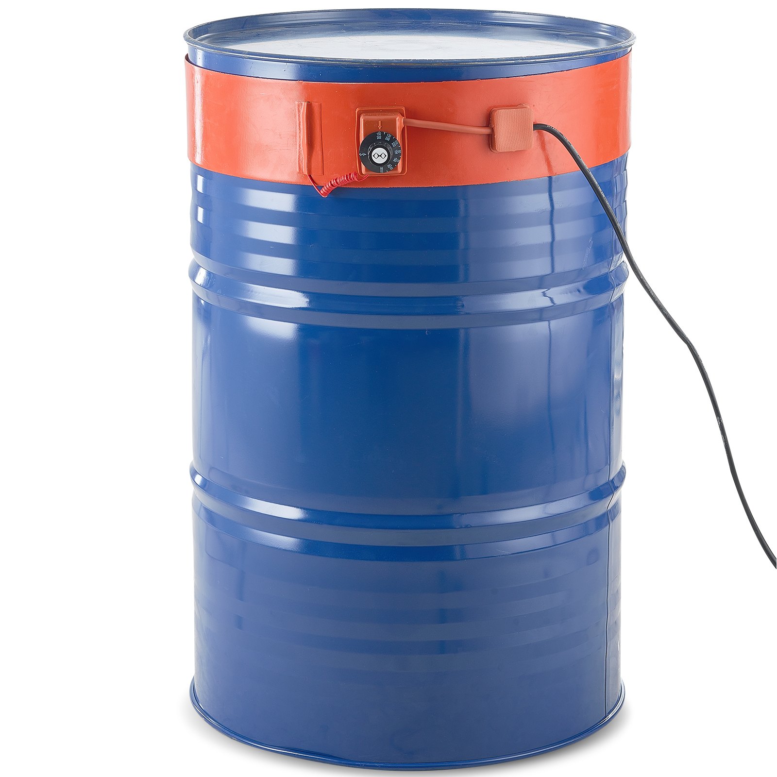 Metal Drum Heater, 1200 Watt 5 Inch Width, Pail Heating Band For 55 Gallon Barrel, 86-302℉ Adjustable Thermostat, High Efficiency Silicone Grease Keg Heater, FCC Listed Orange