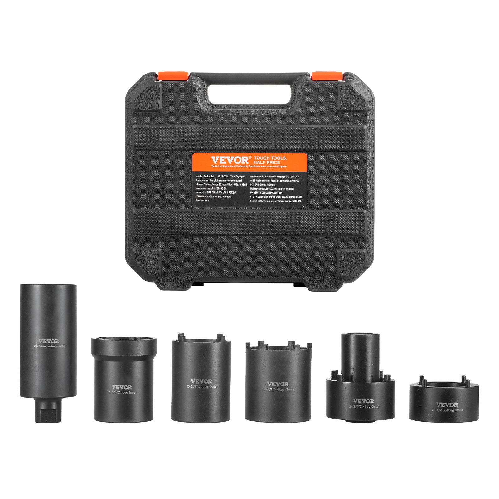 Main product image of Spindle Nut Socket Tool Kit, 1/2 Inch Drive 6 Piece Axle Hub Nut Socket Set, For Toyota, Ford, 4WD Vehicles And GM Vehicles, With Storage Case, Axle Spindle Nut Retainers Remover