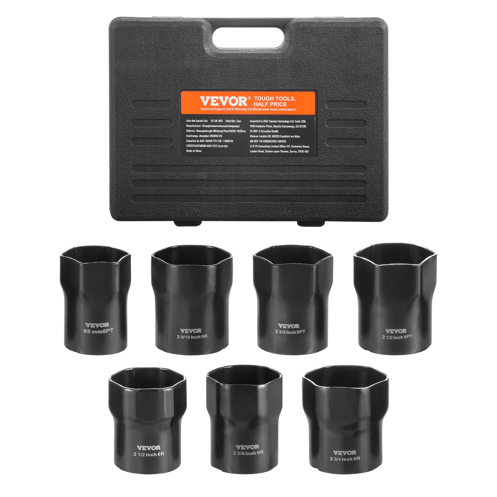 Main product image of 1/2 Inch Drive 7-Piece SAE/Metric 6-Point Wheel Bearing Locknut Socket Set