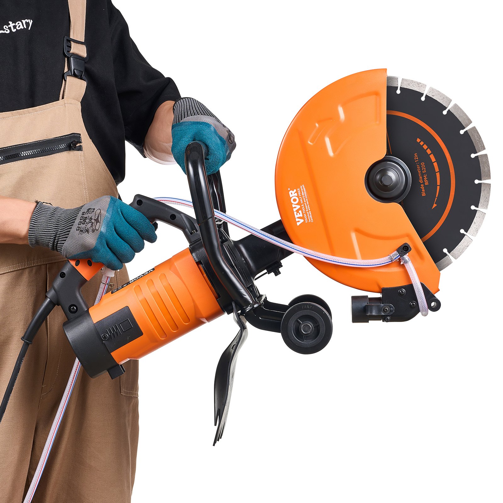 Electric Concrete Saw, 12 In, 1800 W Motor Circular Saw Cutter With Max. 4.5 In Adjustable Cutting Depth, Wet Disk Saw Cutter Includes Water Line, Pump And Blade, For Stone, Brick