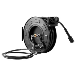 Pressure Washer Hose Reel, 60 Ft X 1/4 Inch Retractable Power Heavy-Duty Steel Washer Hose Reel, 4000PSI Max, Auto-Rewinding, Flexible Wall/Floor Mounted For Car Washing,Garden,Floor Cleaning