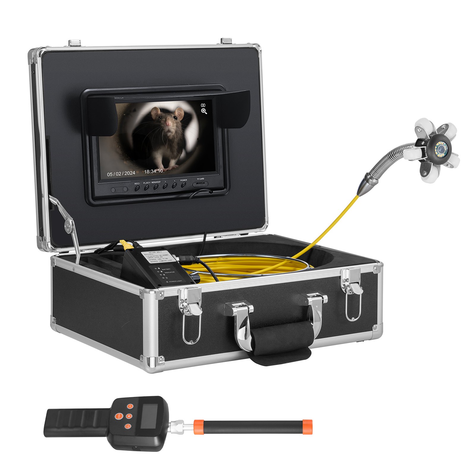 Sewer Camera With 512Hz Locator, 165 Ft/50 M, 9" Drain Inspection Camera With Self-Leveling, 36X Zoom, Plumbing Camera With Lights-12 LED, 32GB Card, IP68 Waterproof Snake Camera For Duct Pipe