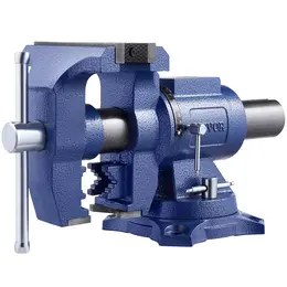 Heavy Duty Bench Vise, 6-1/2" Jaw Width, 5" Max Jaw Opening Multi-Purpose Ductile Iron Bench Vise With Anvil, 360° Swivel Base Head, 3" Throat, 5620 Lbs Clamp Force, For Pipe Repairing Metalworking