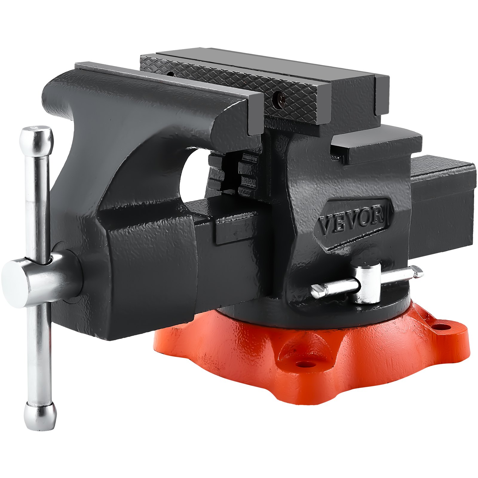 Bench Vise, 5.5" Jaw Width, 5.5" Max Jaw Opening Multipurpose Vise With 360° Swivel Locking Base, 2.8" Throat Depth, Heavy Duty Ductile Iron Workbench Vise, Two-Way Jaws For Clamping Round Pipes